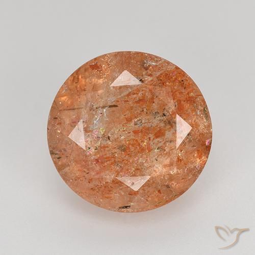 4.17ct Natural Naranja medio Piedrasol, Redondo, Translúcido