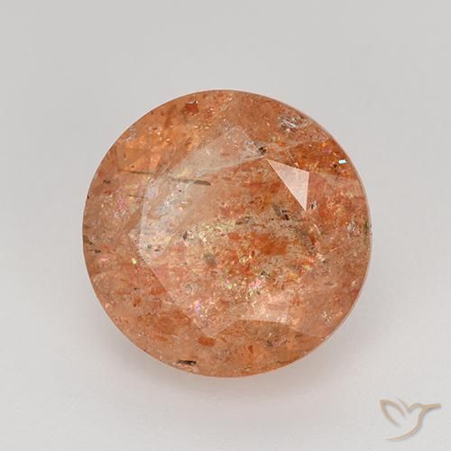 Piedrasol Naranja medio natural de 4.17 ct, Redondo, Translúcido