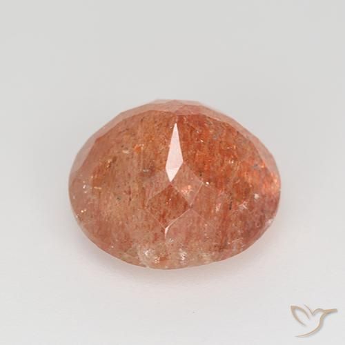 Piedrasol Naranja rojizo natural de 4.34 ct, Redondo, Translúcido