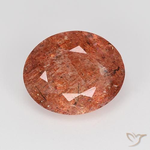 3.81ct Natural Rojo medio Piedrasol, Ovalada, Translúcido