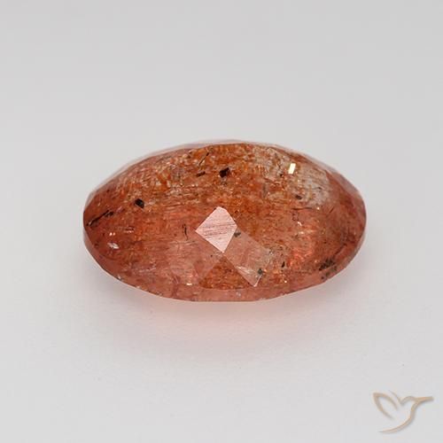 Piedrasol Rojo medio natural de 3.81 ct, Ovalada, Translúcido