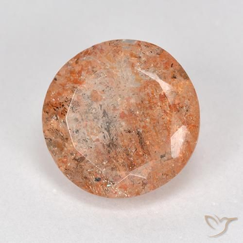 Piedrasol Naranja claro medio natural de 4.40 ct, Redondo, Translúcido
