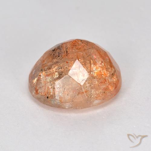 Piedrasol Naranja claro medio natural de 4.40 ct, Redondo, Translúcido