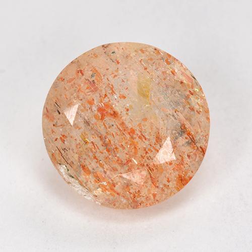 Piedra sol naranja natural de 4,21 ct, corte redondo, translúcido