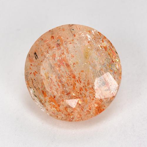 Piedra sol naranja natural de 4,21 ct, corte redondo, translúcido