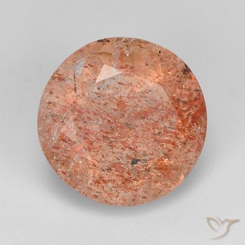 Piedrasol Naranja medio natural de 4.33 ct, Redondo, Translúcido