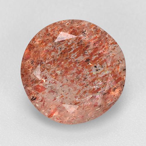 Piedra sol naranja natural de 3,76 ct, corte redondo, translúcido