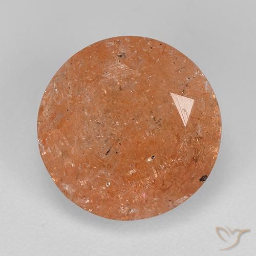 4.67ct Natural Naranja rojizo Piedrasol, Redondo, Translúcido
