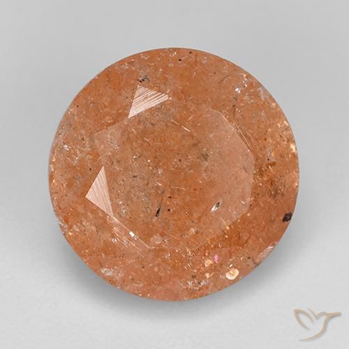 Piedrasol Naranja rojizo natural de 4.67 ct, Redondo, Translúcido
