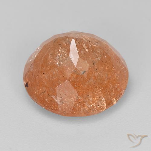 Piedrasol Naranja rojizo natural de 4.67 ct, Redondo, Translúcido