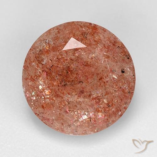 4.72ct Natural Naranja cálido Piedrasol, Redondo, Translúcido