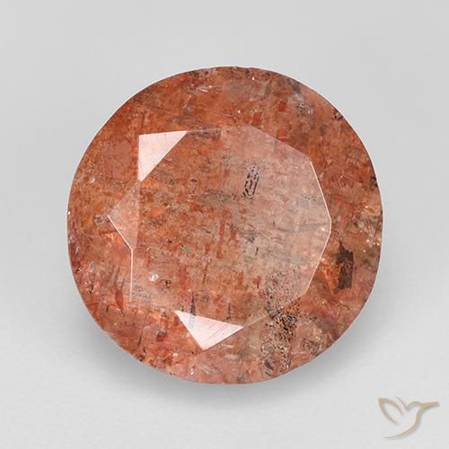 Piedrasol Naranja cálido natural de 4.80 ct, Redondo, Translúcido