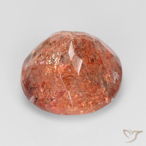 Piedrasol Naranja cálido natural de 4.80 ct, Redondo, Translúcido