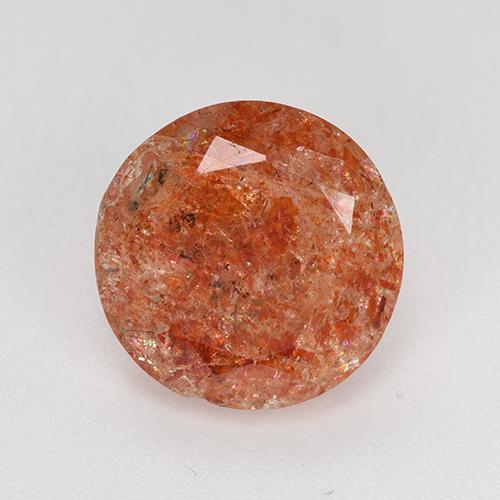 Piedra sol naranja natural de 4,13 ct, corte redondo, translúcido