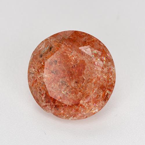 Piedra sol naranja natural de 4,13 ct, corte redondo, translúcido