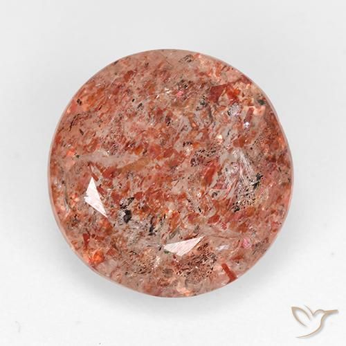 4.91ct Natural Naranja rojizo Piedrasol, Redondo, Translúcido, Photo A