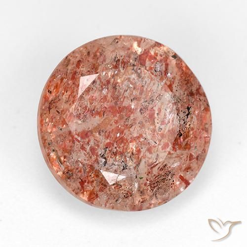 Piedrasol Naranja rojizo natural de 4.91 ct, Redondo, Translúcido