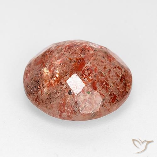 Piedrasol Naranja rojizo natural de 4.91 ct, Redondo, Translúcido