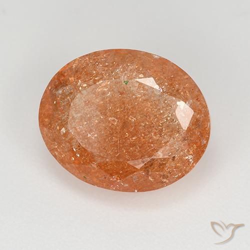 Piedrasol Naranja medio natural de 4.92 ct, Ovalada, Translúcido