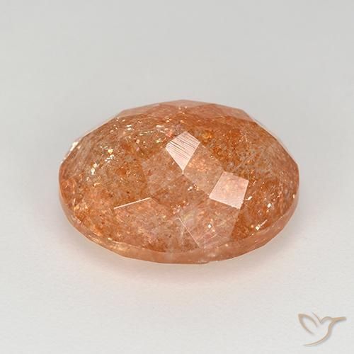 Piedrasol Naranja medio natural de 4.92 ct, Ovalada, Translúcido