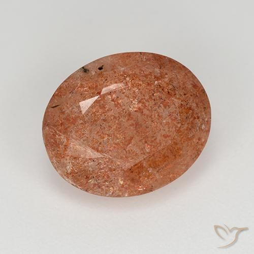 Piedrasol Naranja medio natural de 4.17 ct, Ovalada, Translúcido