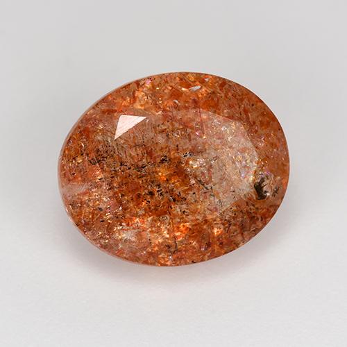 Piedra sol naranja natural de 4,31 ct, corte óvalo, translúcido