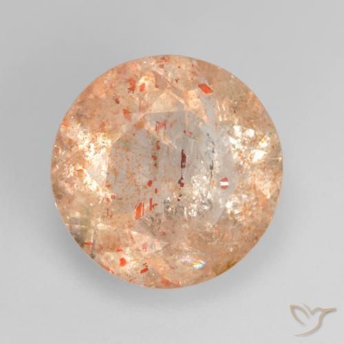 Piedrasol Naranja tigre claro natural de 4.05 ct, Redondo, Transparente