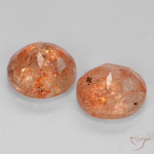 Gemas de Piedrasol Naranja medio natural de 1.82 ct, Redondo, Translúcido
