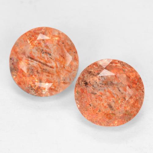 Gemas de piedra sol naranja natural de 1,65 ct, corte redondo, translúcido