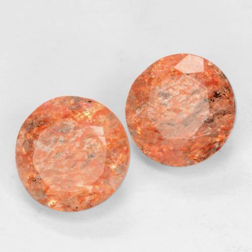 Gemas de piedra sol naranja natural de 1,65 ct, corte redondo, translúcido