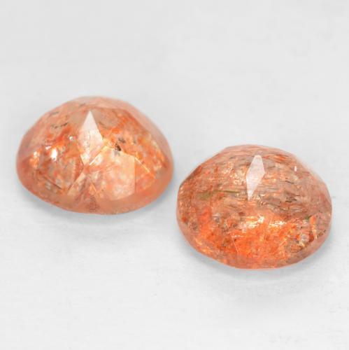 Gemas de piedra sol naranja natural de 1,65 ct, corte redondo, translúcido
