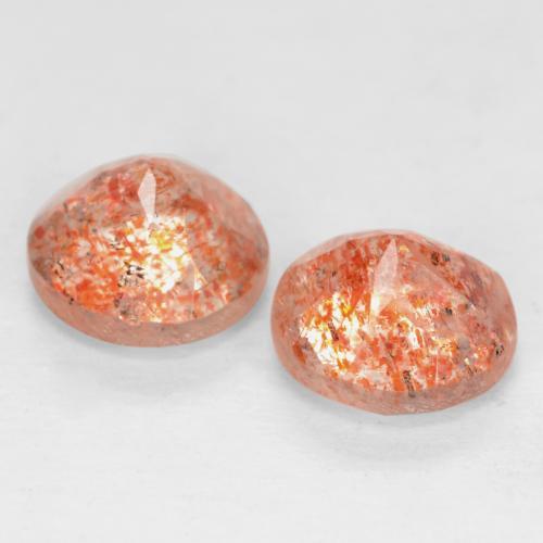 Gemas de Piedrasol Naranja jengibre natural de 1.60 ct, Corte Redondo, Translúcido