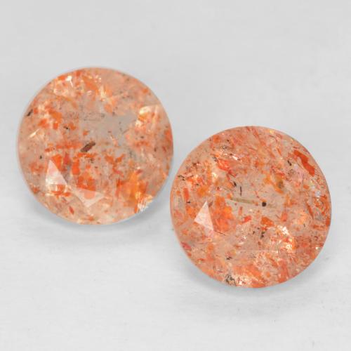 Gemas de piedra sol naranja natural de 1,46 ct, corte redondo, transparente