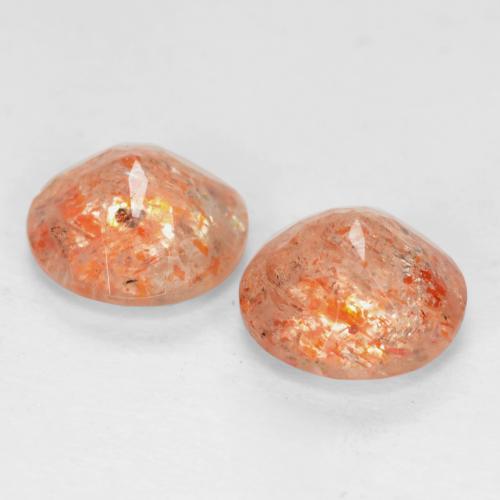 Gemas de piedra sol naranja natural de 1,46 ct, corte redondo, transparente