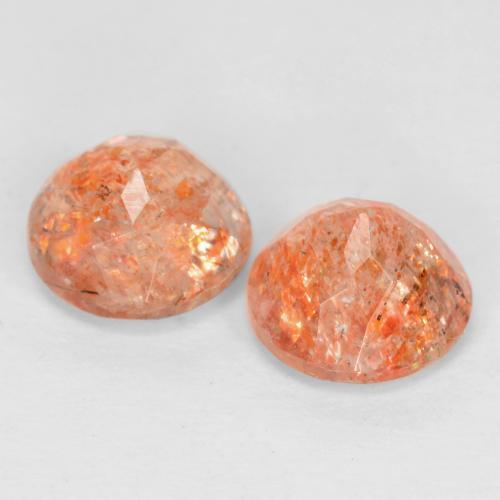 Gemas de Piedrasol Naranja medio natural de 1.67 ct, Corte Redondo, Translúcido