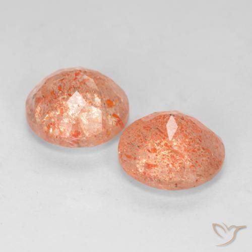 Gemas de Piedrasol Naranja claro medio natural de 3.50 ct, Redondo, Translúcido