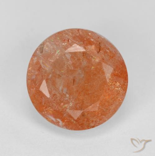 4.67ct Natural Naranja rojizo Piedrasol, Redondo, Translúcido