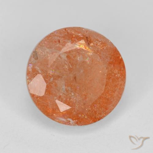 Piedrasol Naranja rojizo natural de 4.67 ct, Redondo, Translúcido