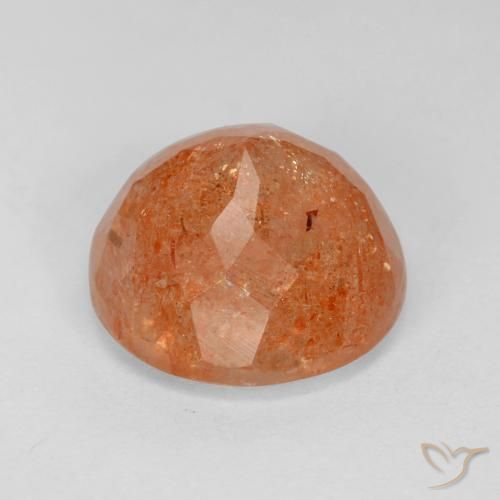 Piedrasol Naranja rojizo natural de 4.67 ct, Redondo, Translúcido