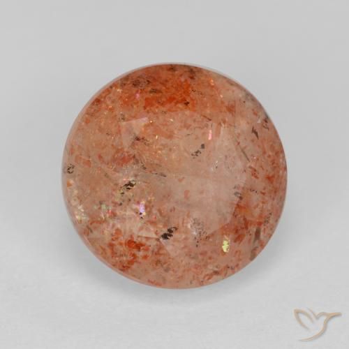 Piedrasol Naranja medio natural de 4.41 ct, Redondo, Translúcido