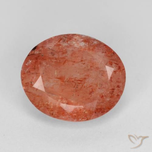 3.80ct Natural Rojo medio Piedrasol, Ovalada, Translúcido