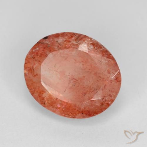 Piedrasol Rojo medio natural de 3.80 ct, Ovalada, Translúcido