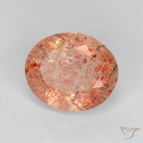 Piedrasol Naranja rojizo natural de 4.50 ct, Ovalada, Translúcido