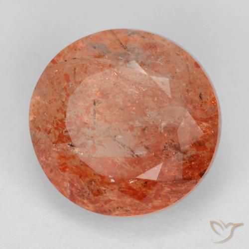 Piedrasol Rojo medio natural de 5.04 ct, Redondo, Translúcido