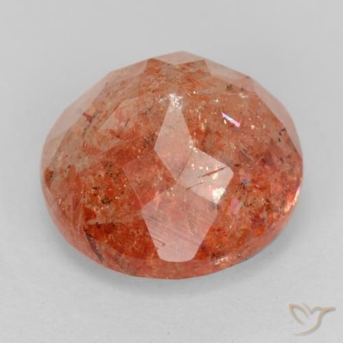 Piedrasol Rojo medio natural de 5.04 ct, Redondo, Translúcido
