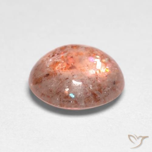 Piedrasol Naranja durazno natural de 1.16 ct, Redondo, Translúcido