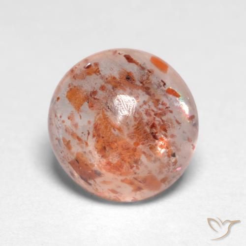 Piedrasol Naranja durazno natural de 1.17 ct, Redondo, Translúcido