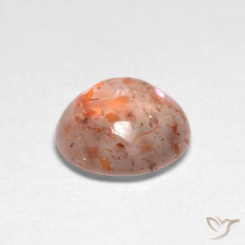 Piedrasol Naranja durazno natural de 0.94 ct, Redondo, Translúcido
