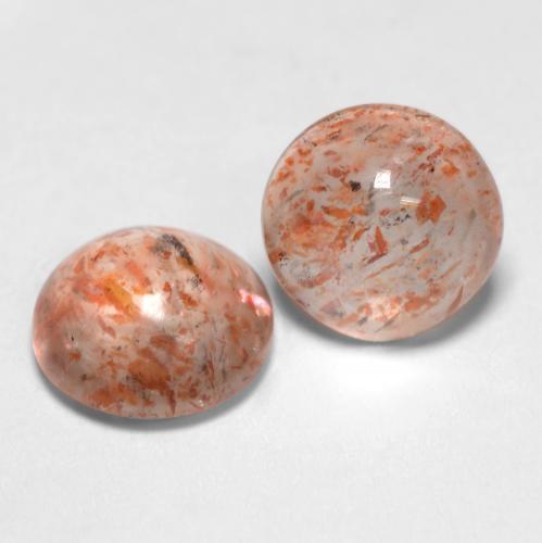 Gemas de Piedrasol Naranja claro natural de 2.13 ct, Redondo, Translúcido