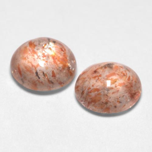 Gemas de Piedrasol Naranja claro natural de 2.13 ct, Redondo, Translúcido